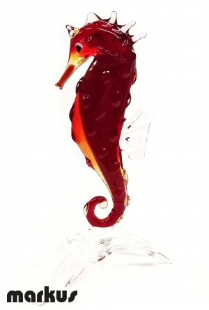 Glass Sea Horse Red color