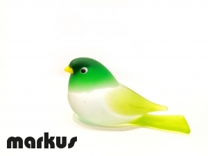 FROSTED LIME & GREEN GLASS BIRD