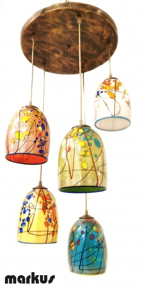 Ceiling lamp with 5 glass lamp shades