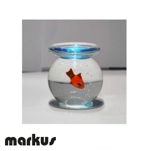 Glass bowl with red fish medium size