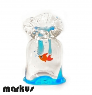 Glass bag with red fish medium size.