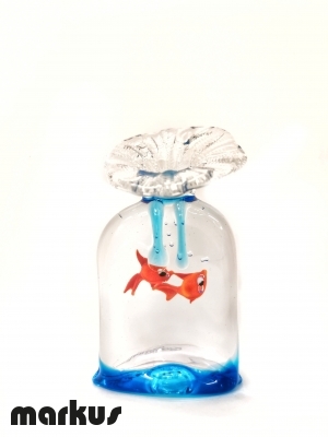 Glass bag with 2 red fishes big size