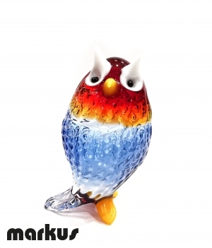 RED & BLUE GLASS OWL
