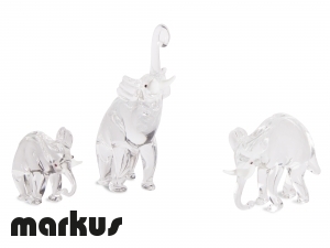 FAMILY OF GLASS ELEPHANTS CRYSTAL COLOR